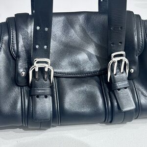 Cole Haan Black Leather Barrel Shoulder Bag